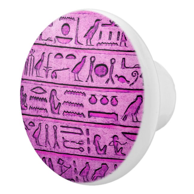Ancient Egyptian Hieroglyphs Purple Ceramic Knob (Right)