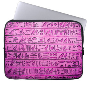 Ancient Egyptian Hieroglyphs Purple Laptop Sleeve
