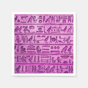 Ancient Egyptian Hieroglyphs Purple Paper Napkins