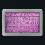 Ancient Egyptian Hieroglyphs Purple Rectangular Belt Buckle<br><div class="desc">A purple belt buckle with ancient hieroglyphs engraved on stone.</div>