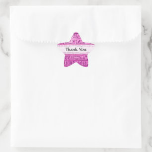 Ancient Egyptian Hieroglyphs Purple Thank You Star Sticker