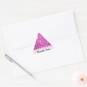 Ancient Egyptian Hieroglyphs Purple Thank You Triangle Sticker