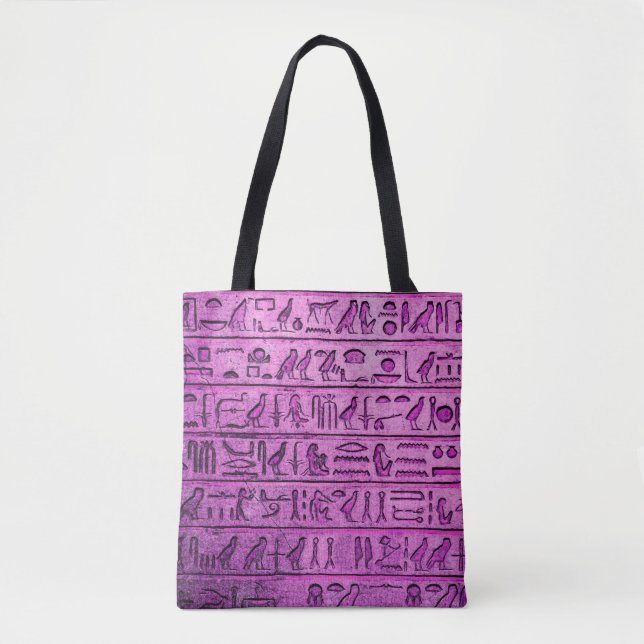 Ancient Egyptian Hieroglyphs Purple Tote Bag (Front)