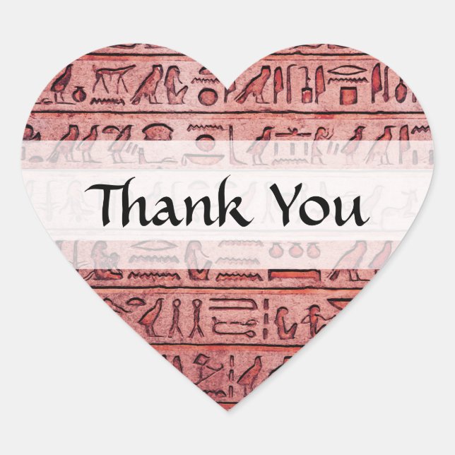 Ancient Egyptian Hieroglyphs Red Heart Sticker (Front)