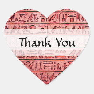 Ancient Egyptian Hieroglyphs Red Heart Sticker