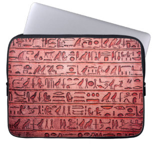 Ancient Egyptian Hieroglyphs Red Laptop Sleeve