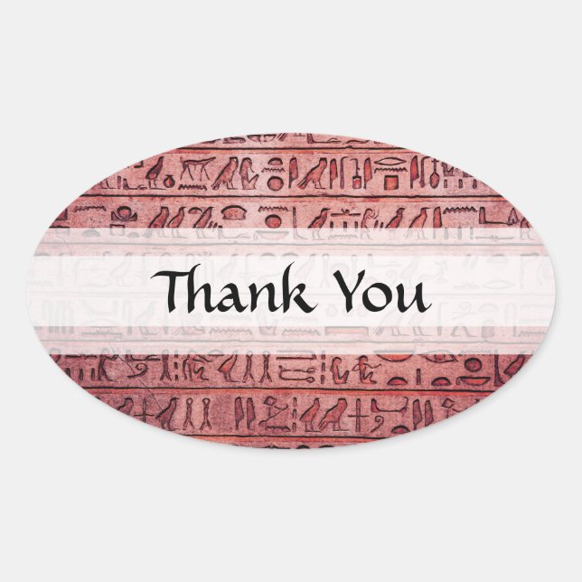 Ancient Egyptian Hieroglyphs Red Oval Sticker (Front)