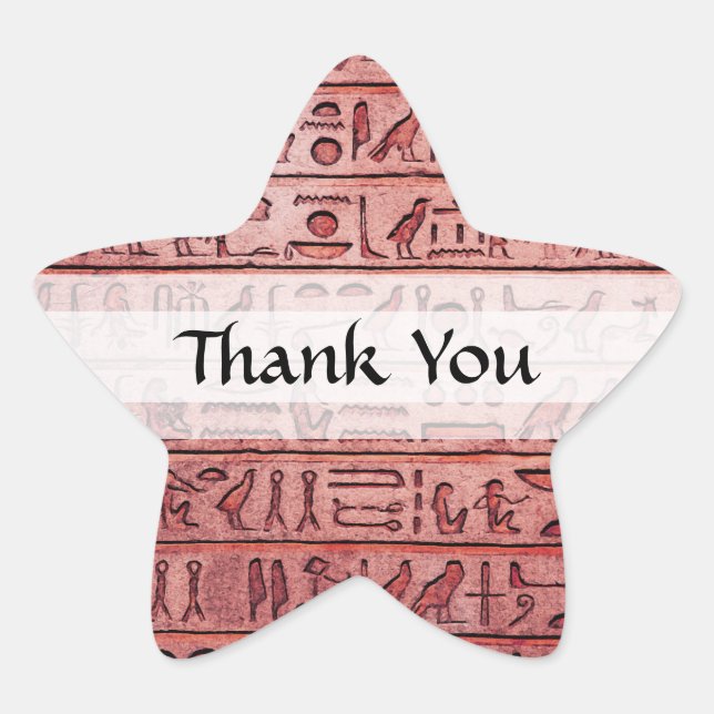 Ancient Egyptian Hieroglyphs Red Thank You Sticker (Front)