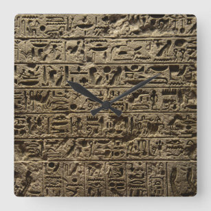 ancient egyptian hieroglyphs square wall clock