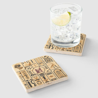 Ancient Egyptian Hieroglyphs Stone Coaster