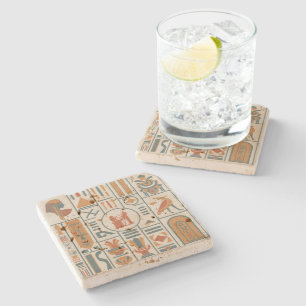 Ancient Egyptian Hieroglyphs Stone Coaster
