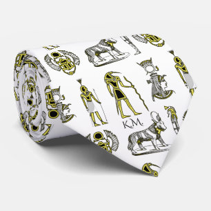 Ancient Egyptian Hieroglyphs Symbols Monogram Tie