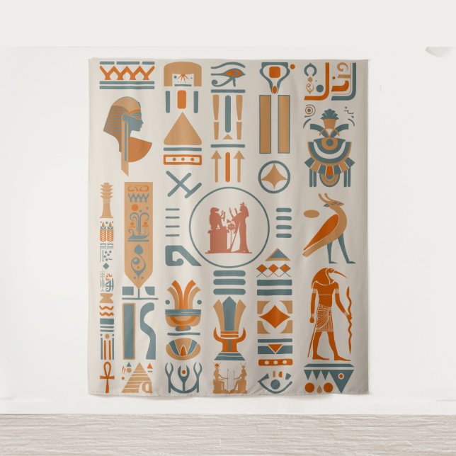 Ancient Egyptian Hieroglyphs Tapestry (Front)