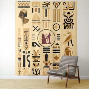 Ancient Egyptian Hieroglyphs Tapestry