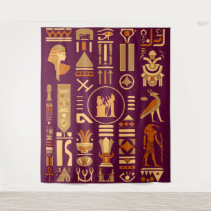 Ancient Egyptian Hieroglyphs Tapestry
