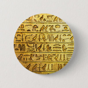 Ancient Egyptian Hieroglyphs Yellow 6 Cm Round Badge