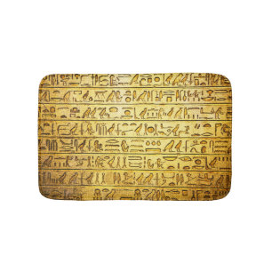 Ancient Egyptian Hieroglyphs Yellow Bath Mat