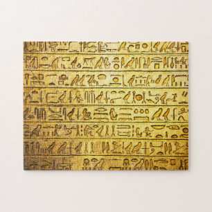 Ancient Egyptian Hieroglyphs Yellow Jigsaw Puzzle
