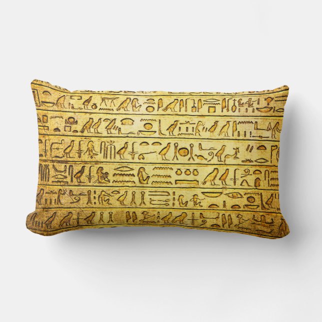 Ancient Egyptian Hieroglyphs Yellow Lumbar Pillow (Front)