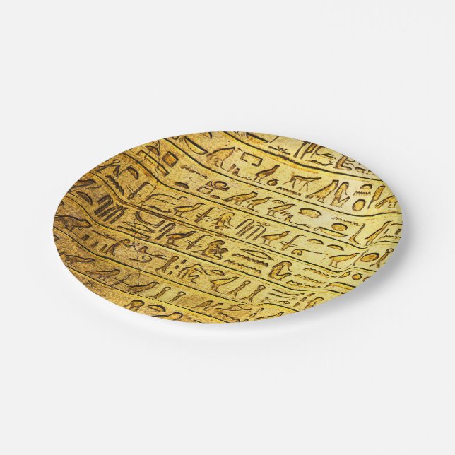 Ancient Egyptian Hieroglyphs Yellow Paper Plates (Angled)