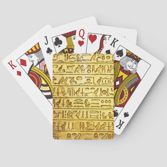 Ancient Egyptian Hieroglyphs Yellow Playing Cards (Back)
