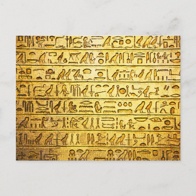 Ancient Egyptian Hieroglyphs Yellow Postcard (Front)