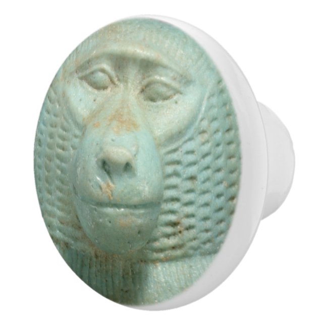 Ancient Egyptian Jade Baboon Snout  Museum Statue Ceramic Knob (Right)