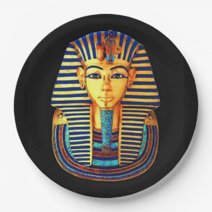 Ancient Egyptian King Tutankhamun Gold Burial Mask Paper Plate