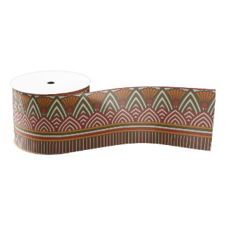 Ancient Egyptian Lotus Pattern Ribbon Grosgrain Ribbon