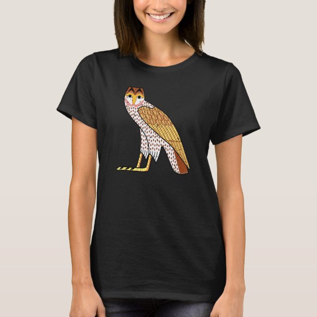 Ancient Egyptian Owl Wisdom Protection Hieroglyphi T-Shirt (Front)