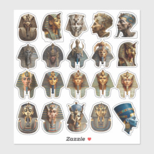 Ancient Egyptian Pharaoh Faces Stickers   Gold 3D 