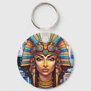 Ancient Egyptian Pharaoh King and Queen Key Ring