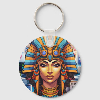Ancient Egyptian Pharaoh King and Queen Key Ring