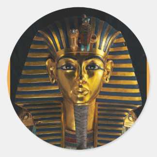 Ancient Egyptian pharaoh mask, King Tut golden art Classic Round Sticker