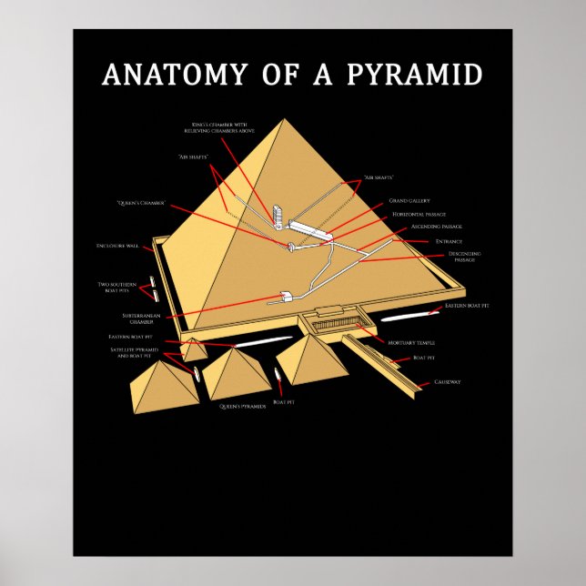 Ancient Egyptian Pyramid Anatomy Archaeology Poster (Front)