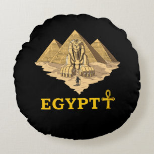 Ancient Egyptian Pyramids Sphinx Sacred Geometry Round Cushion