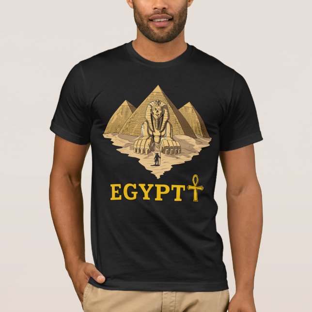 Ancient Egyptian Pyramids Sphinx Sacred Geometry T-Shirt (Front)