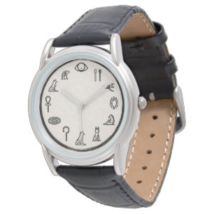 Ancient Egyptian Pyramids & Symbols Leather Watch