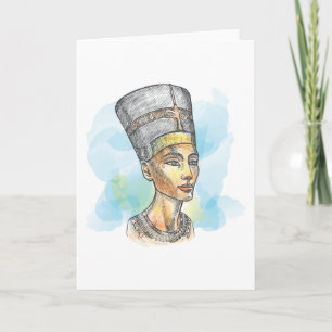 Ancient Egyptian Queen Nefertiti Bust Sketch Card