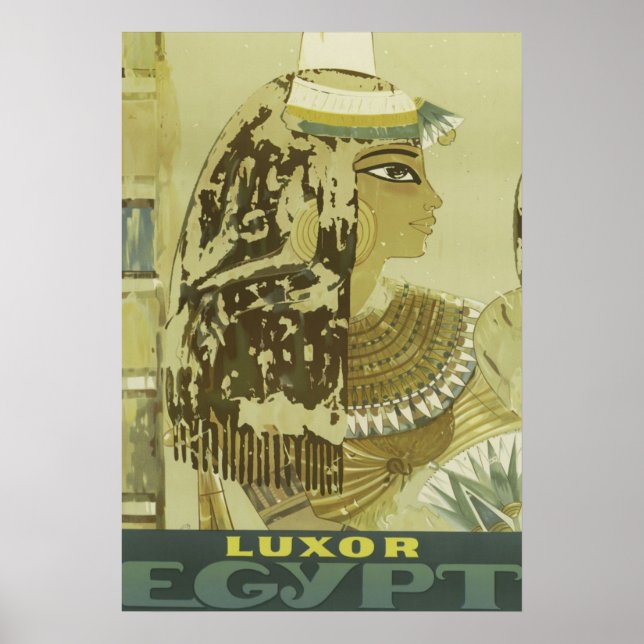 Ancient Egyptian Queen Vintage Luxor Travel Poster (Front)
