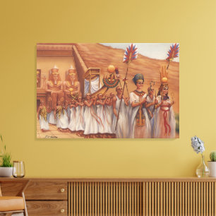 Ancient Egyptian Royal Procession Abu Simbel Art P Canvas Print