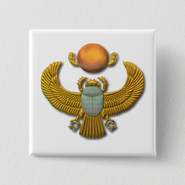 Ancient Egyptian Sacred Scarab - Gold 15 Cm Square Badge (Front)
