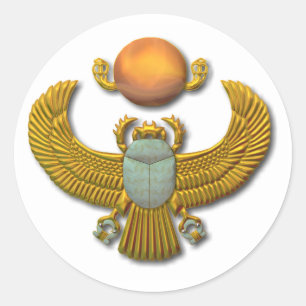 Ancient Egyptian Sacred Scarab - Gold Classic Round Sticker