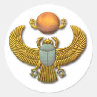 Ancient Egyptian Sacred Scarab - Gold Classic Round Sticker