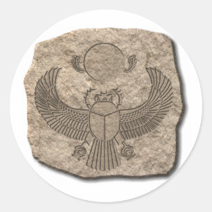 Ancient Egyptian Sacred Scarab Stone Classic Round Sticker