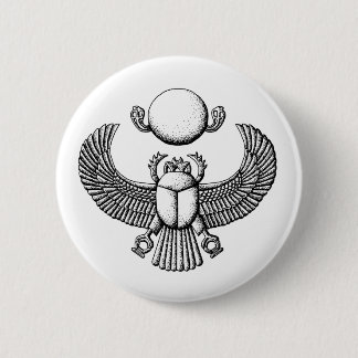 Ancient Egyptian Scarab Black and White 6 Cm Round Badge