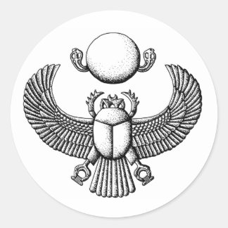 Ancient Egyptian Scarab Black and White Classic Round Sticker