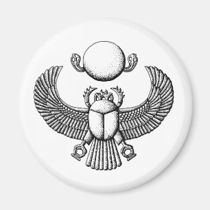 Ancient Egyptian Scarab Black and White Magnet