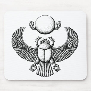 Ancient Egyptian Scarab Black and White Mouse Mat