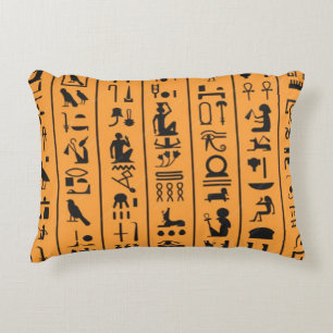 Ancient Egyptian Scribe Script Ochre Desert  Decorative Cushion
